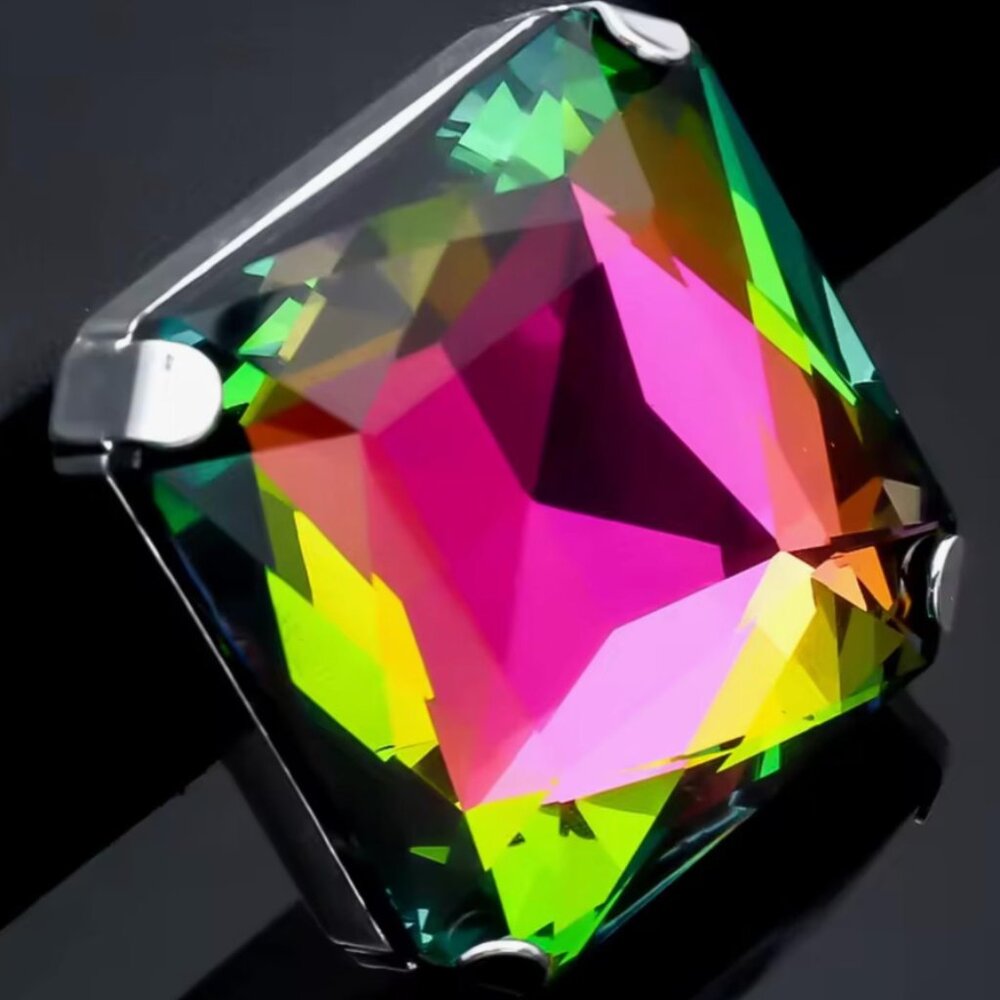 Large Adjustable Multi Color Crystal Statement Ring